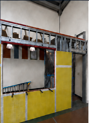 Ballistic wall panels installed around a transaction opening during construction